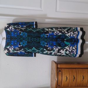 Eliza J Women's 3/4 Sleeve Blue, Black & Green Dress Business Casual . Size 8